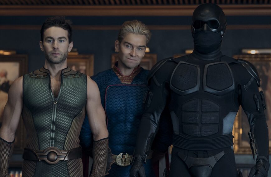 The Boys Season 5 - Chace Crawford (The Deep), Antony Starr (Homelander), Nathan Mitchell (Black Noir)