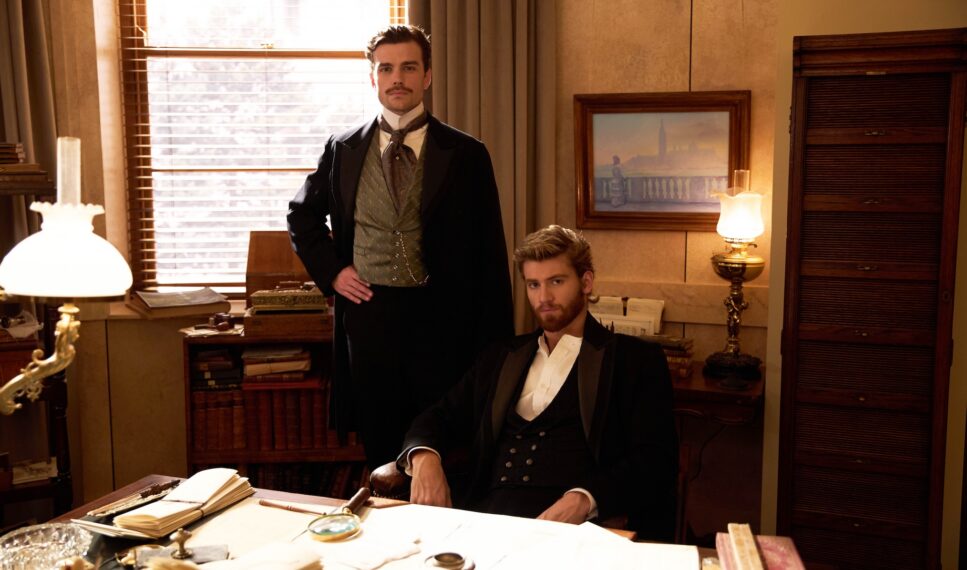 MASTERPIECEThe Forsytes Coming in 2026 to MASTERPIECE on PBS. Desire, ambition and betrayal are at the heart of this sumptuous costume drama that follows the romances, family bonds and ambitions of the Forsytes, a prominent upper-class family in late 1800s London. The series is inspired by the novels known as the The Forsyte Saga, which were previously adapted with the same title. This new reimagining portrays events that take place before those covered in Galsworthy's classic books and brings romance to the forefront. Shown L-R: Soames Forsyte (Joshua Orpin), Jolyon Forsyte, Jr (Danny Griffin) For editorial use only. Photographer: Sean Gleason Courtesy of Mammoth Screen & MASTERPIECE