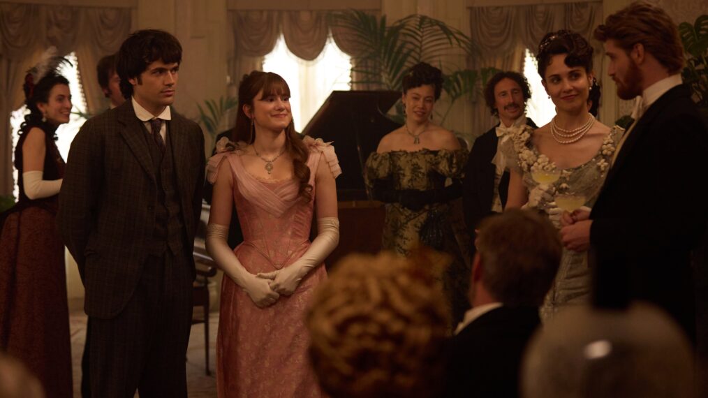 MASTERPIECE The Forsytes -- Episode Four Sunday, April 12 at 9/8c on PBS Jo recommits to his family, James is furious with Soames and Irene and Soames’ Parisian adventure ends early. Shown L-R: Philip (Jamie Flatters), June (Justine Moore), Frances (Tuppence Middleton), Jolyon Jr (Danny Griffin) -- For editorial use only. Photographer: Sean Gleason -- Courtesy of Mammoth Screen & MASTERPIECE