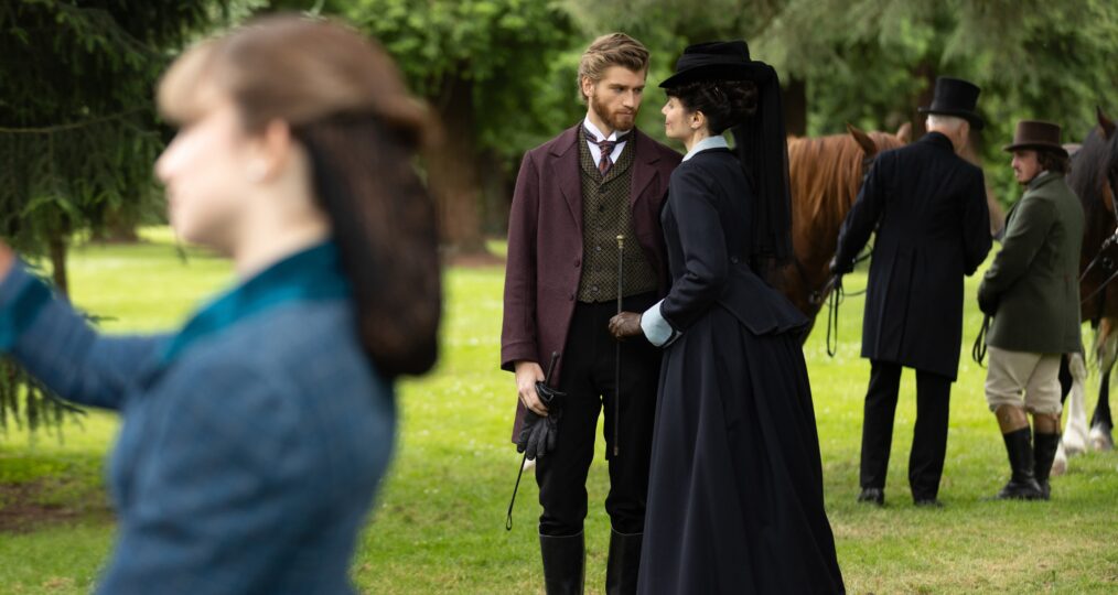 MASTERPIECEThe Forsytes Episode Four Sunday, April 12 at 9/8c on PBS Jo recommits to his family, James is furious with Soames and Irene and Soames’ Parisian adventure ends early. Shown L-R: June (Justine Moore), Jolyon Jr (Danny Griffin), Frances (Tuppence Middleton) For editorial use only. Photographer: Sean Gleason Courtesy of Mammoth Screen & MASTERPIECE