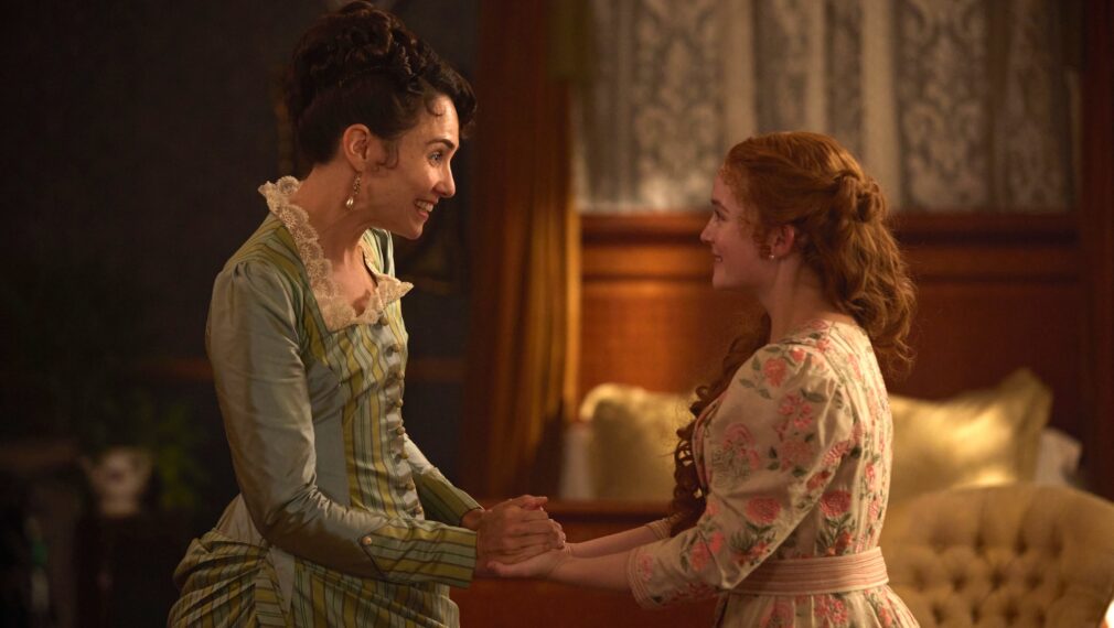 MASTERPIECEThe Forsytes Episode Five Sunday, April 19 at 9/8c on PBS Disaster strikes at Forsyte & Co. as Soames puts an end to Irene’s Parisian dreams. Louisa faces a shock eviction. Can Jo save the day? Shown L-R: Frances (Tuppence Middleton), Irene (Millie Gibson) For editorial use only. Photographer: Sean Gleason Courtesy of Mammoth Screen & MASTERPIECE