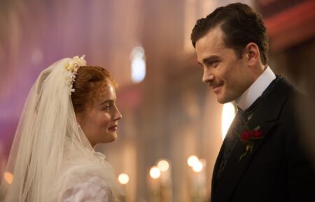 Episode Three Sunday, April 5 at 9/8c on PBS Jo hopes to fulfill newfound obligations while James’s attempts to sabotage him intensify. June seeks solace with Philip. Soames promises Irene a move to Paris and support for her dancing. Shown L-R: Irene (Millie Gibson) and Soames (Joshua Orpin) For editorial use only. Photographer: Sean Gleason Courtesy of Mammoth Screen & MASTERPIECE