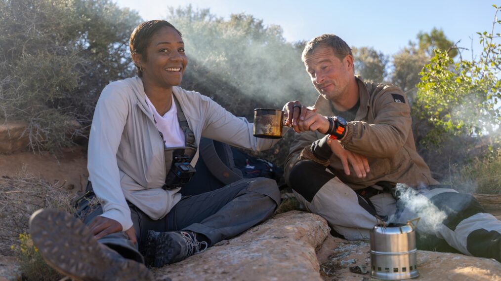 BEAR GRYLLS IS RUNNING WILD: L-R: Bear Grylls and Tiffany Haddish airing on Tuesday, April 28 (9:02-10:00 PM ET/PT) on FOX.