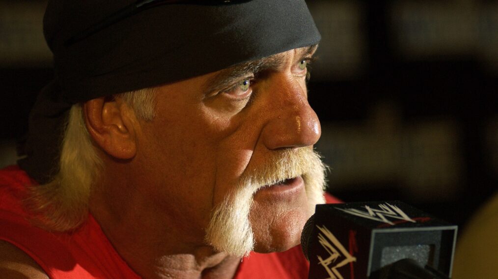 NEW YORK - MARCH 18: World Wrestling Entertainment wrestler Hulk Hogan speaks at a media conference announcing the all-star lineup of WWE WrestleMania XIX at ESPN Zone in Times Square March 18, 2003 in New York City. (Photo by Mark Mainz/Getty Images)