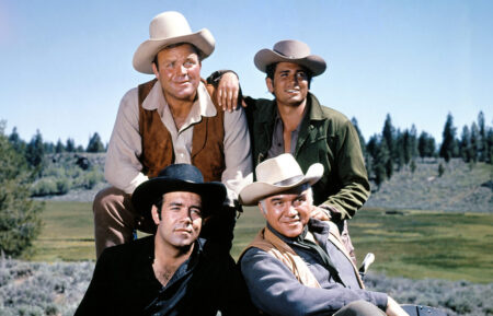 BONANZA, clockwise: Dan Blocker, Michael Landon, Lorne Greene, Pernell Roberts, 1959-1973.