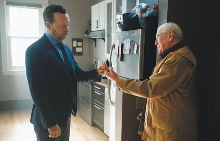 Donnie Wahlberg as Danny Reagan and Len Cariou as Henry Reagan in 'Boston Blue' Season 1 Episode 13