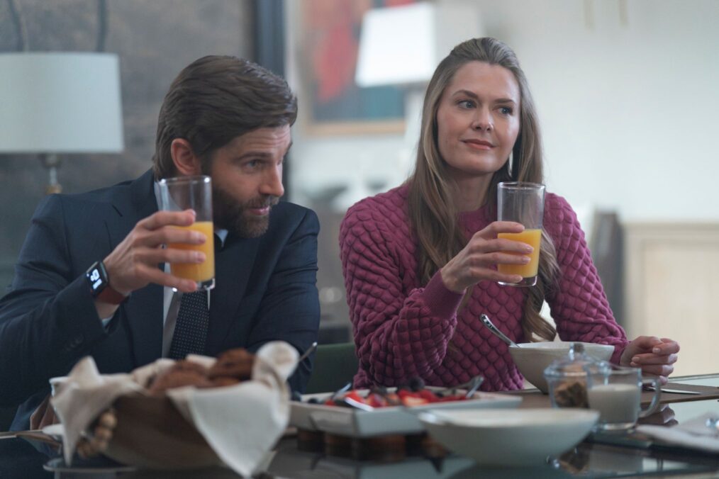 Mike Vogel as Seth and Maggie Lawson as Sarah Silver in 'Boston Blue' Season 1 Episode 15