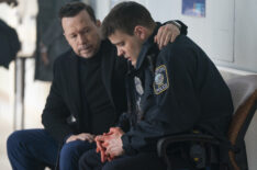 Donnie Wahlberg as Danny Reagan and Mika Amonsen as Sean Reagan in the 'Boston Blue' Season 1 finale
