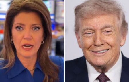 Norah O'Donnell and President Donald Trump attends Amazon MGM's 