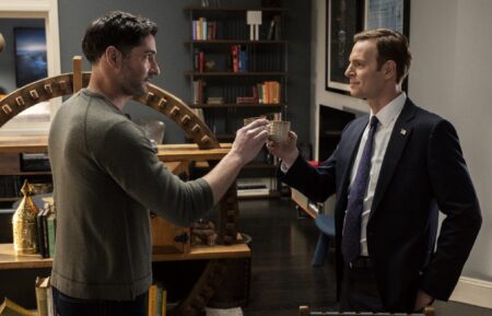 Tom Ellis as CIA Case Officer Colin Glass and Nick Gehlfuss as Special Agent Bill Goodman — 'CIA' Season 1 Episode 7 
