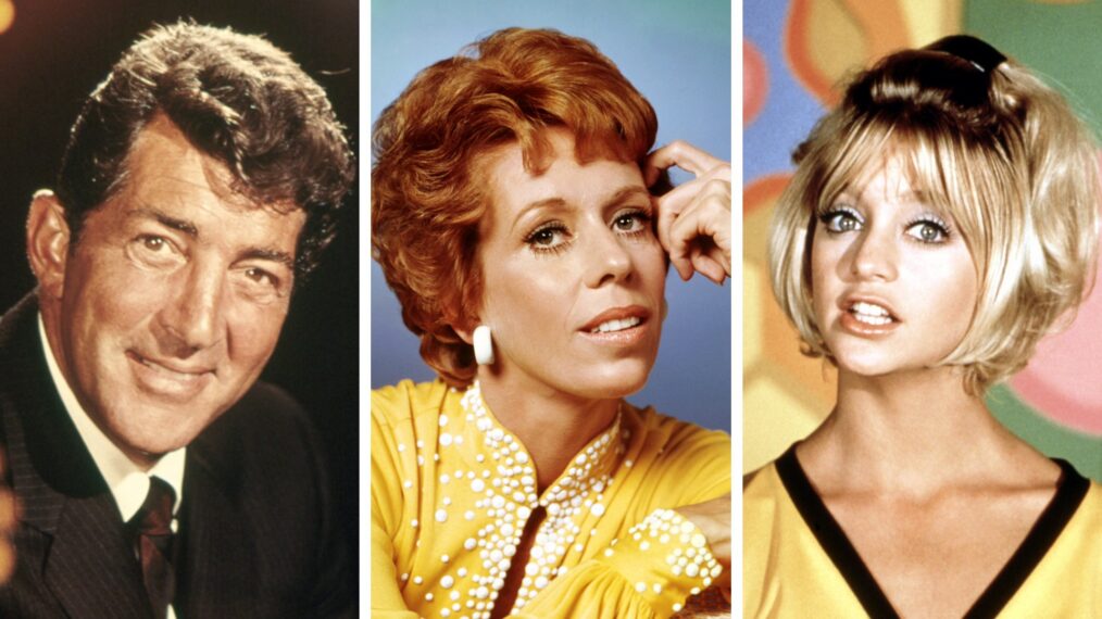 Classic TV Variety shows collage with Dean Martin, Carol Burnett and Goldie Hawn