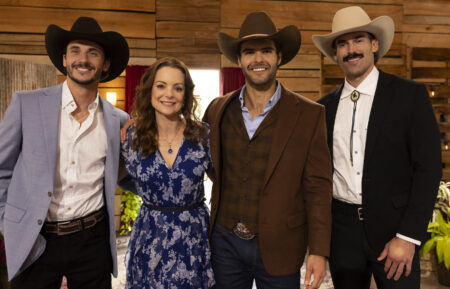 Farmer Braden, Host Kimberly Williams Paisley, Farmer Sean and Farmer Brett in the season premiere episode of 'Farmer Wants a Wife' Season 4