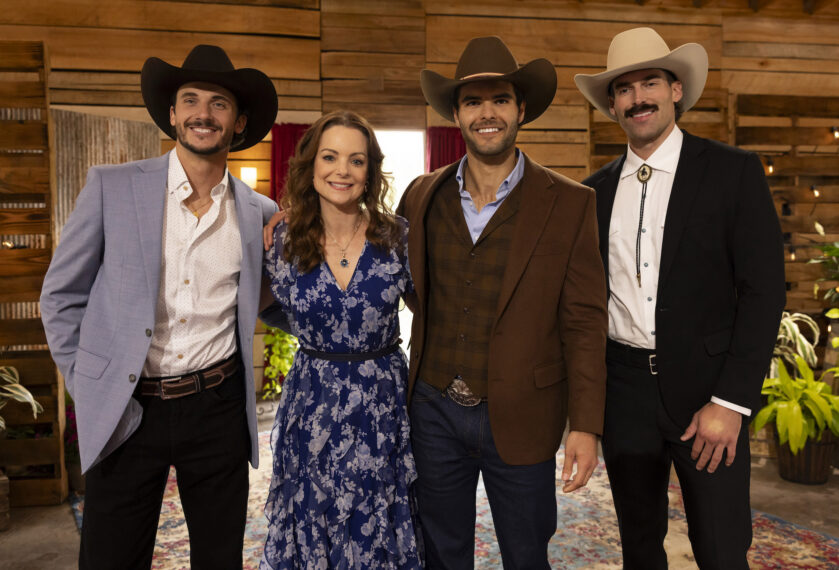 Farmer Braden, Host Kimberly Williams Paisley, Farmer Sean and Farmer Brett in the season premiere episode of 'Farmer Wants a Wife' Season 4