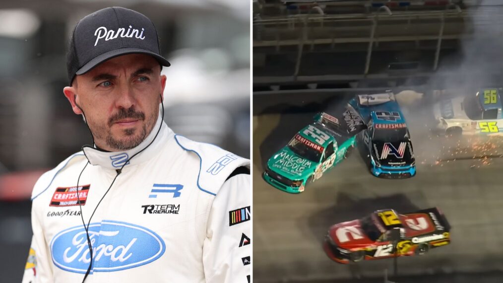 Frankie Muniz at practice for the NASCAR Craftsman Truck Series Black's Tire 200 at Rockingham Speedway on April 3, 2026, in Rockingham, North Carolina; Muniz crashing NASCAR CRAFTSMAN Truck Series at Bristol Motor Speedway in Bristol, Tennessee, on April 10, 2026