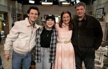 Montana Jordan, Raegan Revord, Zoe Perry, and Lance Barber in 'Georgie & Mandy's First Marriage'