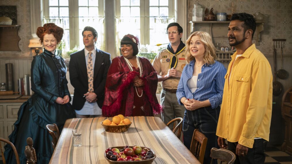 Rebecca Wisocky, Asher Grodman, Danielle Pinnock, Richie Moriarty, and Utkarsh Ambudkar in 'Ghosts' Season 5