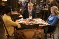 Utkarsh Ambudkar, Justin Kirk, and Rose McIver in 'Ghosts' Season 5