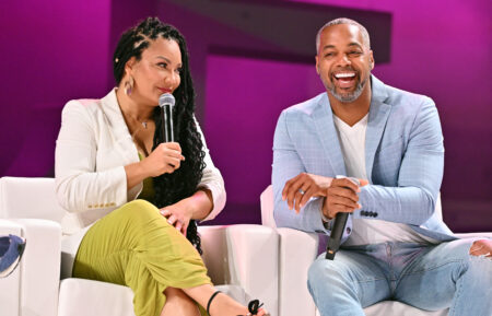 Egypt Sherrod and Mike Jackson speak onstage during the 2023 ESSENCE Festival Of Culture™ at Ernest N. Morial Convention Center on July 02, 2023 in New Orleans, Louisiana