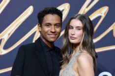 Jaafar Jackson and Maddie Simpson attend the 'Michael' Global Fan Premiere at Uber Eats Music Hall on April 10, 2026 in Berlin, Germany.