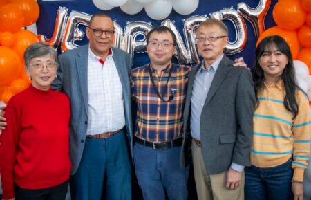 Jamie Ding with his family and the New Jersey Lieutenant Governor Dr. Dale G. Caldwell