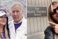 (left) Nicky and Alex Trebek raising money for Pancreatic cancer, (right) Nicky visiting the 'Jeopardy!' set 5.5 years after her dad's death
