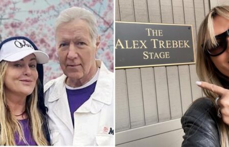 (left) Nicky and Alex Trebek raising money for Pancreatic cancer, (right) Nicky visiting the 