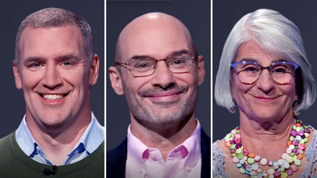 'Jeopardy!' contestants (from left) Ian Samson, Greg Shahade, and Beth Orlansky, on April 29, 2026