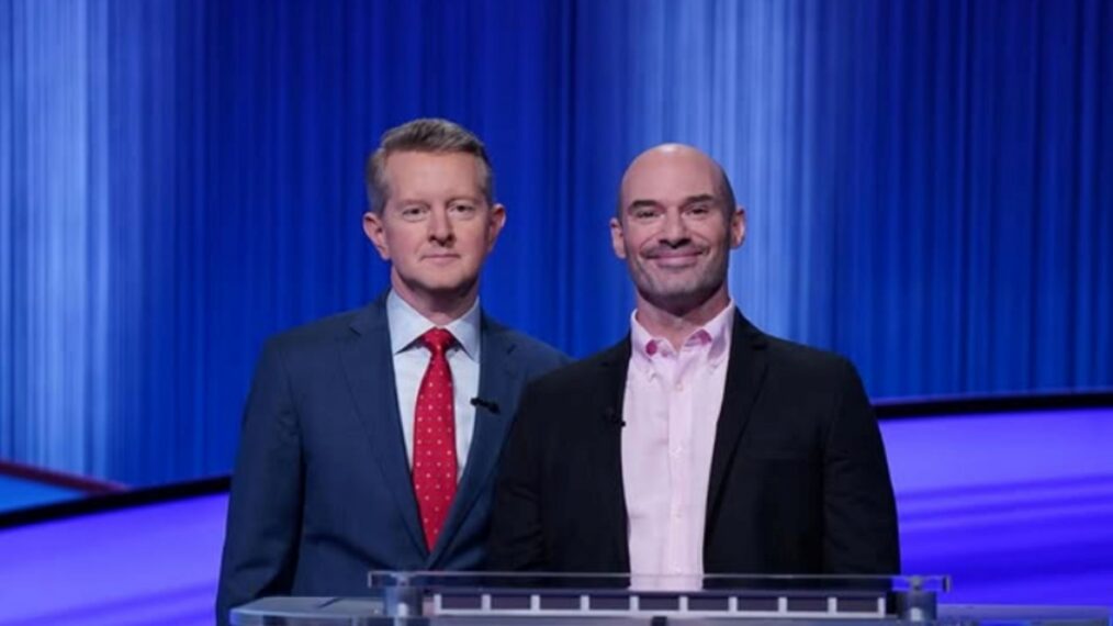 (eft) 'Jeopardy!' host Ken Jennings, (right) contestant Greg Shahade on April 27, 2026