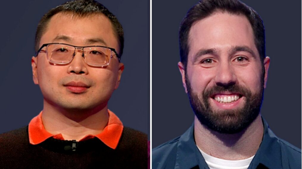 (from left) 'Jeopardy!' contestants Jamie Ding and Dominex Kovacs on April 8, 2026