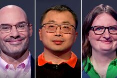 'Jeopardy!' contestants (from left) Greg Shahade, Jamie Ding, and Katrina Puckett, on April 27, 2026
