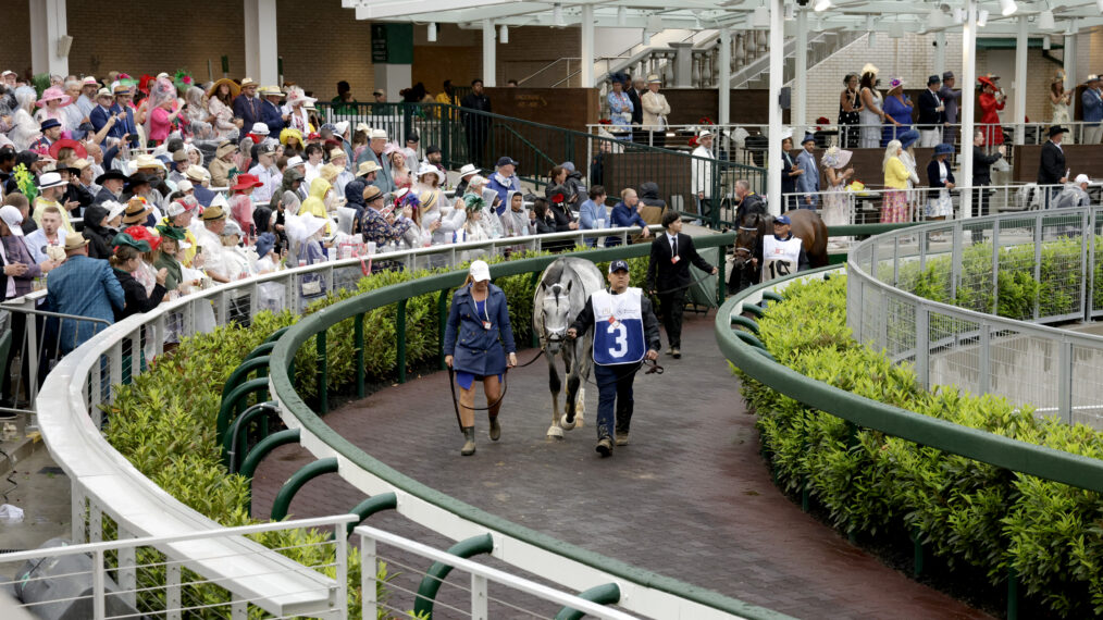 A view of the atmosphere during the Kentucky Derby 151 at Churchill Downs on May 03, 2025 in Louisville, Kentucky