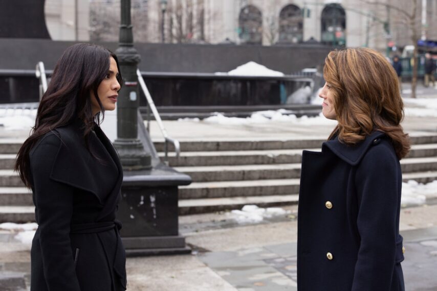Odelya Halevi as A.D.A. Samantha Maroun, Alanna Ubach as Atty. Abigail Donahue — 'Law & Order' Season 25 Episode 18 "Ride or Die"