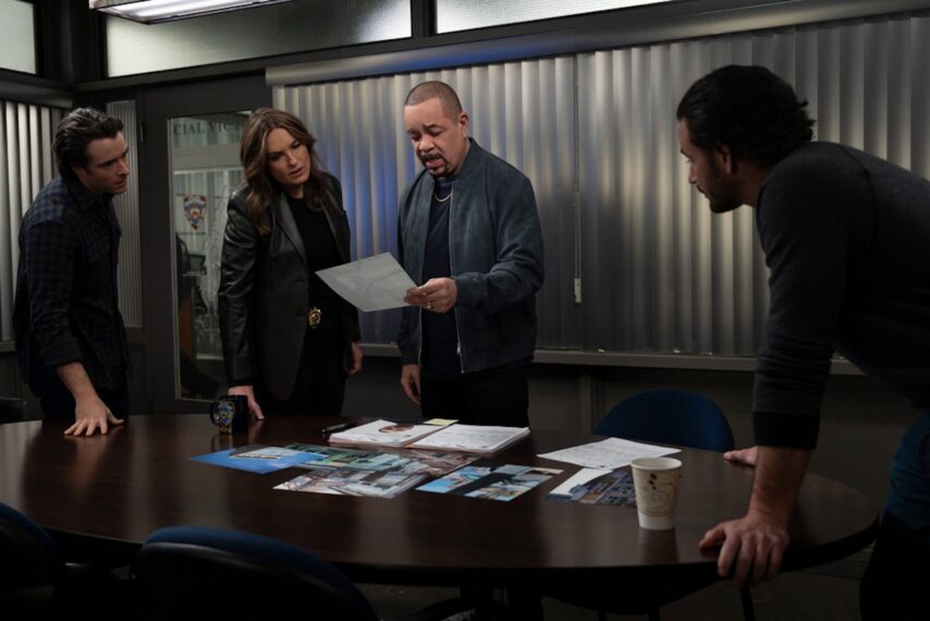Corey Cott as Det. Jake Griffin, Mariska Hargitay as Capt. Olivia Benson, Ice T as Sgt. Odafin "Fin" Tutuola, Kevin Kane as Det. Terry Bruno — 'Law & Order: SVU' Season 27 Episode 17 "Deep Under"