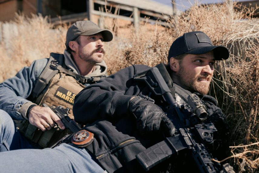 Riley Green and Luke Grimes in 'Marsals' Season 1 Episode 9