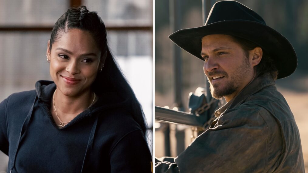 Ash Santos as Andrea and Luke Grimes as Kayce in 'Marshals'