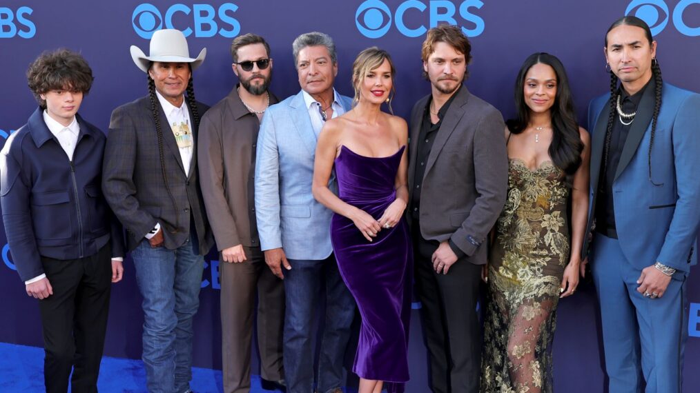 Brecken Merrill, Mo Brings Plenty, Logan Marshall-Green, Gil Birmingham, Arielle Kebbel, Luke Grimes, Ash Santos, and Tatanka Means attend CBS Fest 2026 at Paramount Pictures Studios on April 15, 2026 in Los Angeles, California.