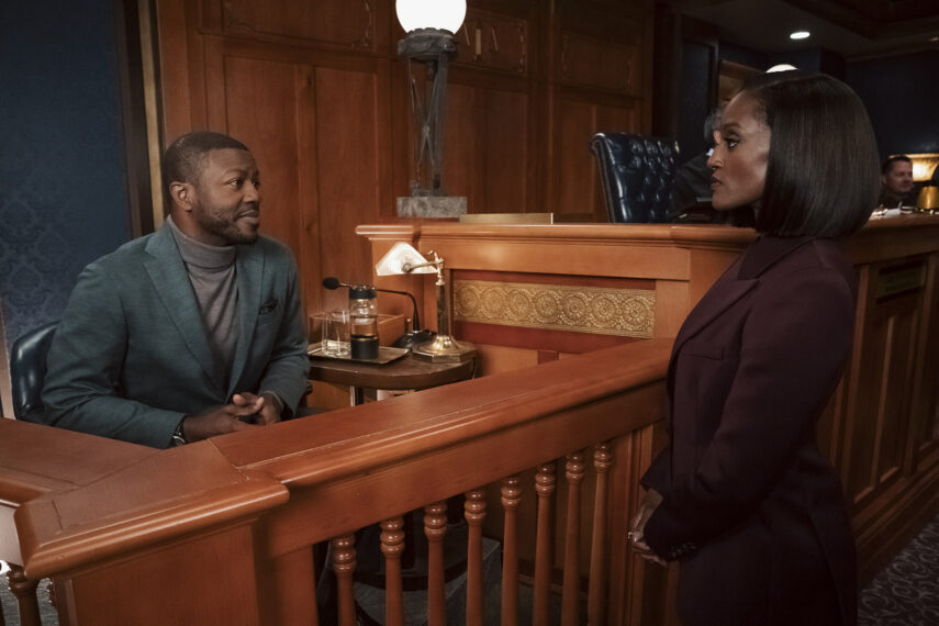 Skye P. Marshall as Olympia Lawrence and Edwin Hodge as Langston Wright