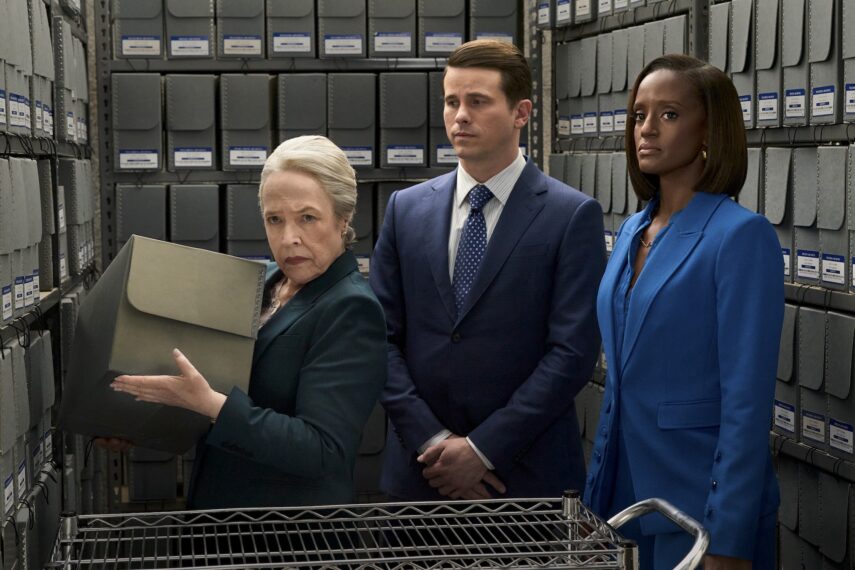 Kathy Bates, Jason Ritter, and Skye P. Marshall in 'Matlock' Season 2 finale