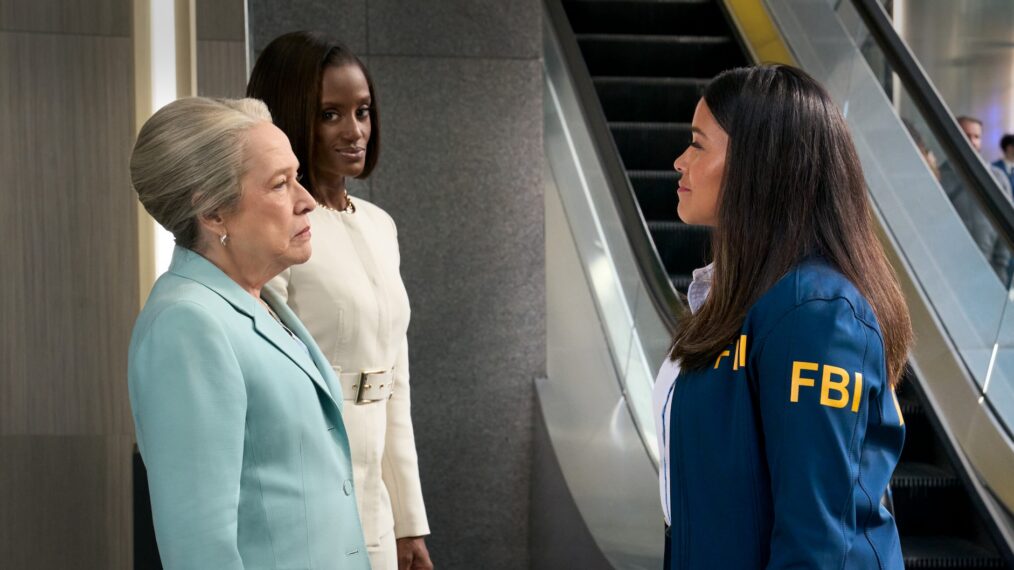 Kathy Bates, Skye P. Marshall, and Gina Rodriguez in the 'Matlock' Season 2 finale