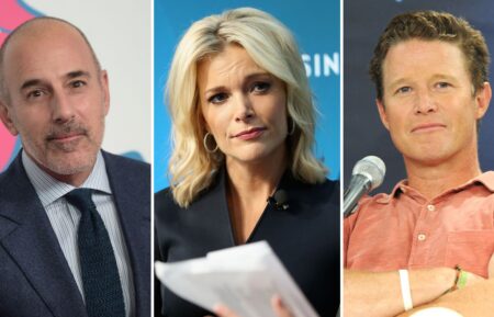 Matt Lauer attends the Rolling Stones’ celebration of the North American debut of the their Exhibitionism exhibit at Industria in the West Village on November 15, 2016, in New York City; Megyn Kelly speaks at the IGNITION: Future of Media event at Time Warner Center on November 29, 2017, in New York City; Billy Bush speaks on SiriusXM’s TODAY Show Radio at SiriusXM Studios on August 22, 2016, in New York City