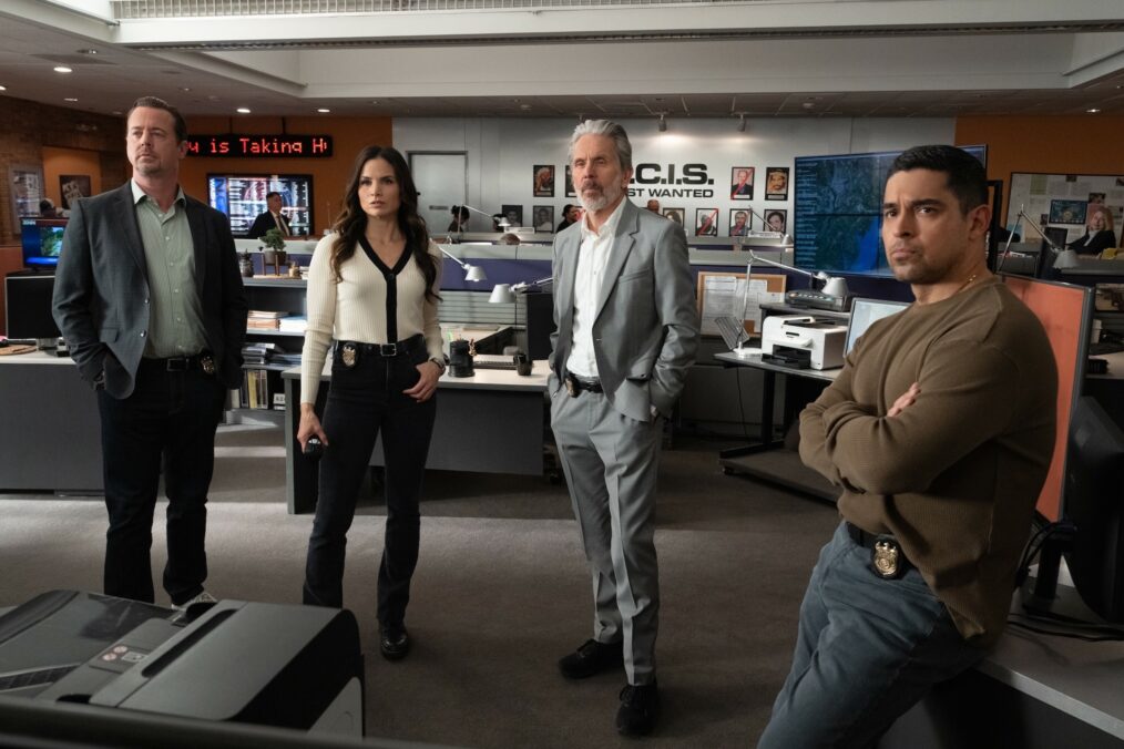 Sean Murray as Timothy McGee, Gary Cole as Alden Parker, Wilmer Valderrama as Nick Torres, Katrina Law as Jessica Knight — 'NCIS' Season 23 Episode 16 