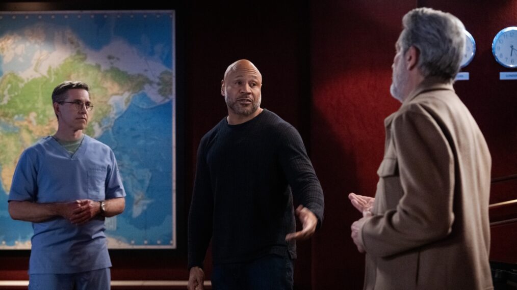 Brian Dietzen as Dr. Jimmy Palmer, LL COOL J as Sam Hanna, and Gary Cole as Alden Parker — 'NCIS' Season 23 Episode 17 'Reboot'