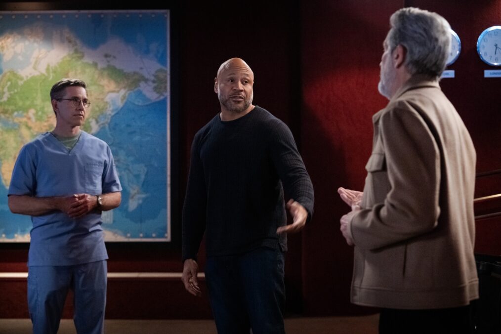 Brian Dietzen as Dr. Jimmy Palmer, LL COOL J as Sam Hanna, and Gary Cole as Alden Parker — 'NCIS' Season 23 Episode 17 