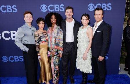Caleb Foote, Diany Rodriguez, Tyla Abercrumbie, Austin Stowell, Mariel Molino and Kyle Schmid of NCIS: Origins attend the CBSFEST 2026-2027