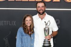 Meredith Scudder and Scottie Scheffler attend Netflix's 'Happy Gilmore 2' New York Premiere at Jazz at Lincoln Center on July 21, 2025 in New York City.