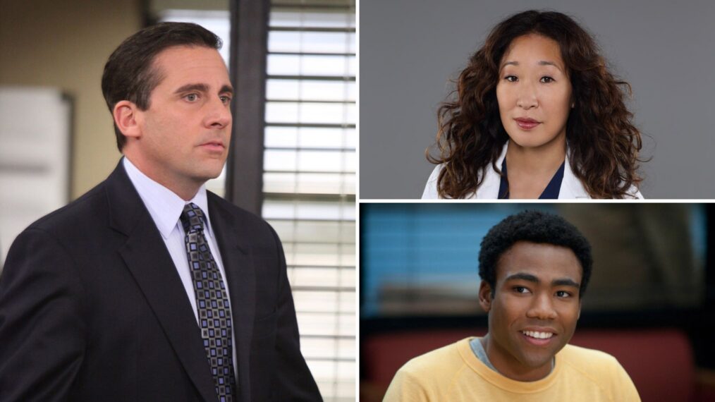Steve Carell as Michael Scott in 'The Office,' Sandra Oh as Cristina Yang of 'Grey's Anatomy,' Donald Glover as Troy Barnes in 'Community'