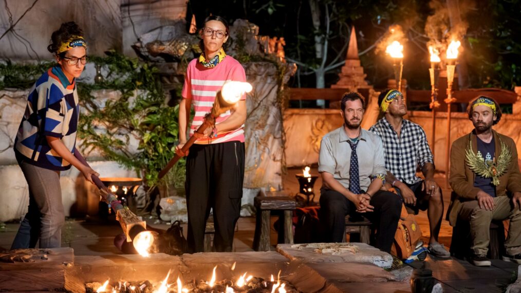 Aubry Bracco and Genevieve Mushaluk in 'Survivor 50' Episode 6 tribal council
