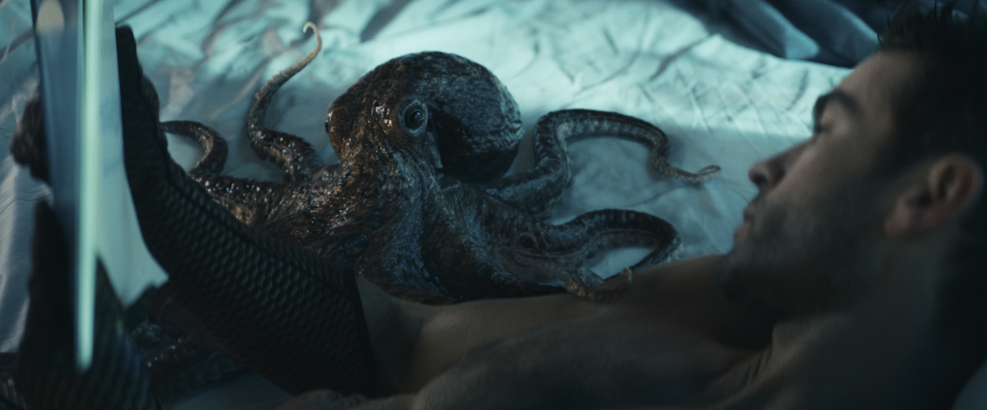 Chace Crawford (The Deep) and Ambrosius the Octopus in The Boys Season 4