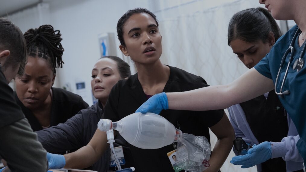Supriya Ganesh, Jalen Thomas Brooks, Ambar Martinez in 'The Pitt' Season 2 Episode 13