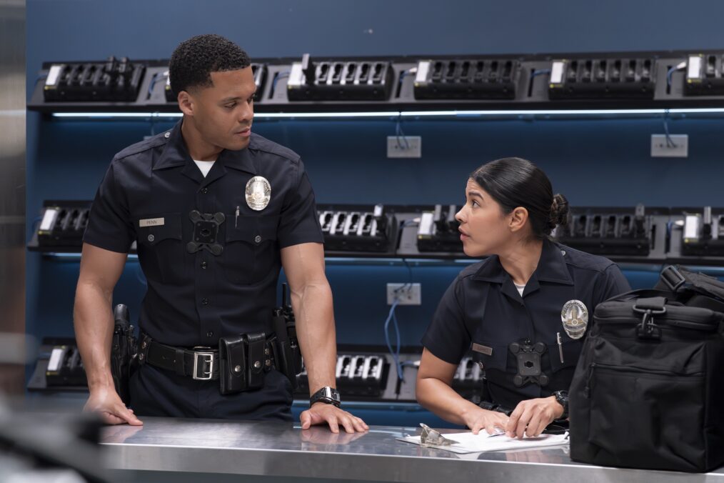 Deric Augustine as Miles, Lisseth Chavez as Celina — 'The Rookie' Season 8 Episode 18 "The Bandit"